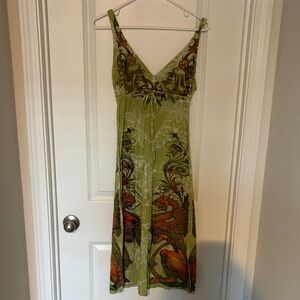 Green Floral V-Neck Maxi Dress